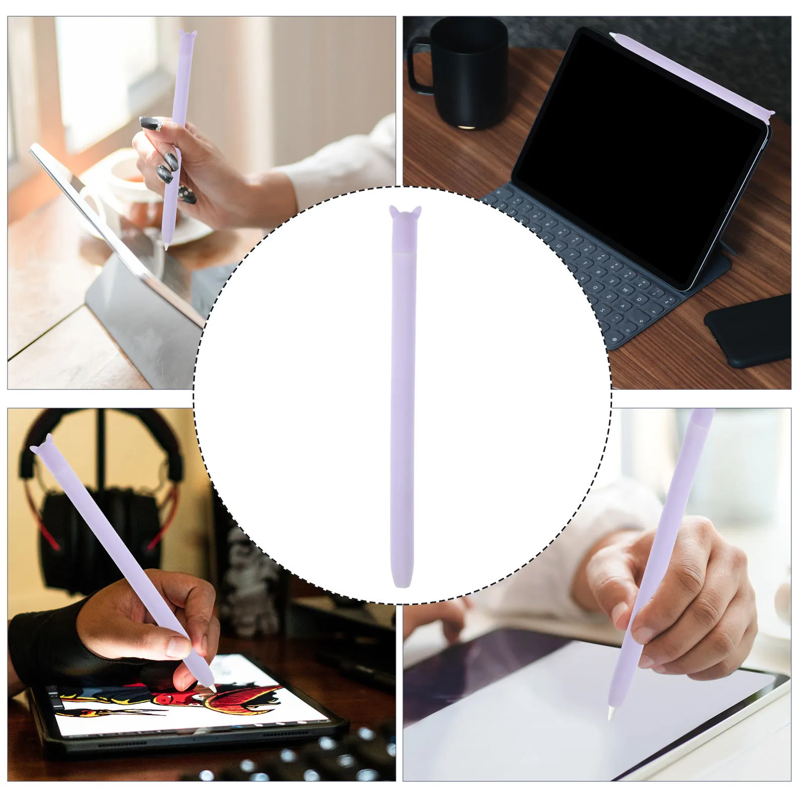 1Pcs Stylus Pen Protective Sleeve Cartoon Rabbit Ear Install Silicone Touchscreen Pen Holder Scratch Dust Proof