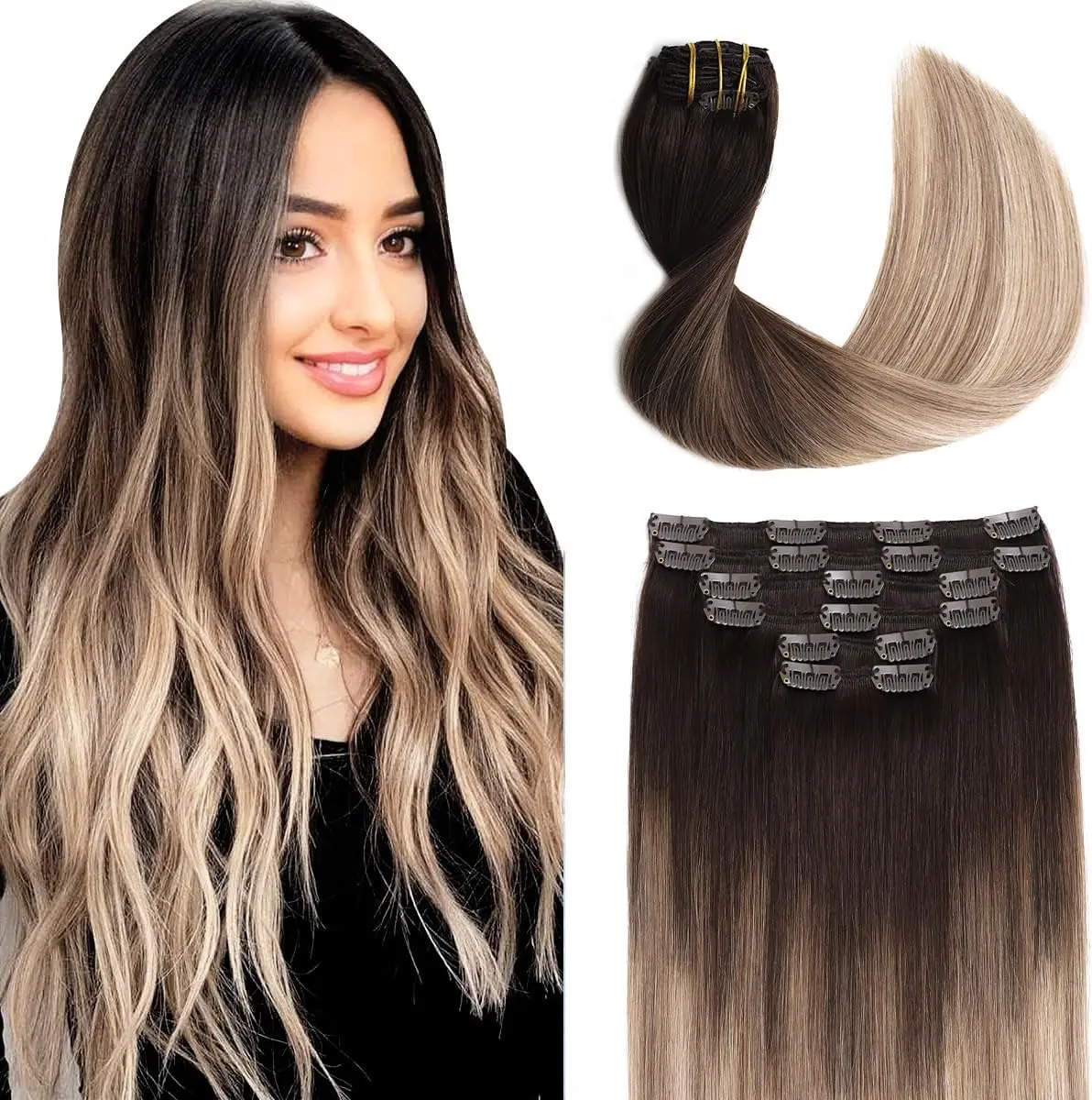 

Заколка для волос, 100% натуральные человеческие волосы для наращивания волос, 14-22 дюйма, настоящие заколки для наращивания человеческих волос