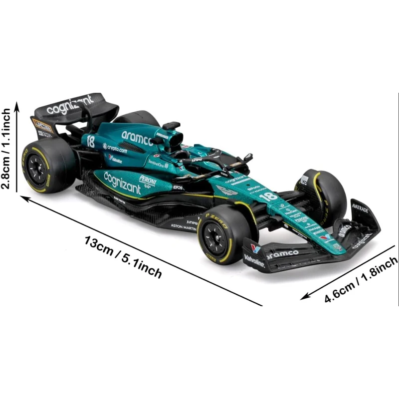 New Product Bburago 1:43 F1 Aston Martin Aramco F1 Team AMR23 2023 #14 Alonso #18 Stroll Alloy Car Die Cast Model Toy Collectibl