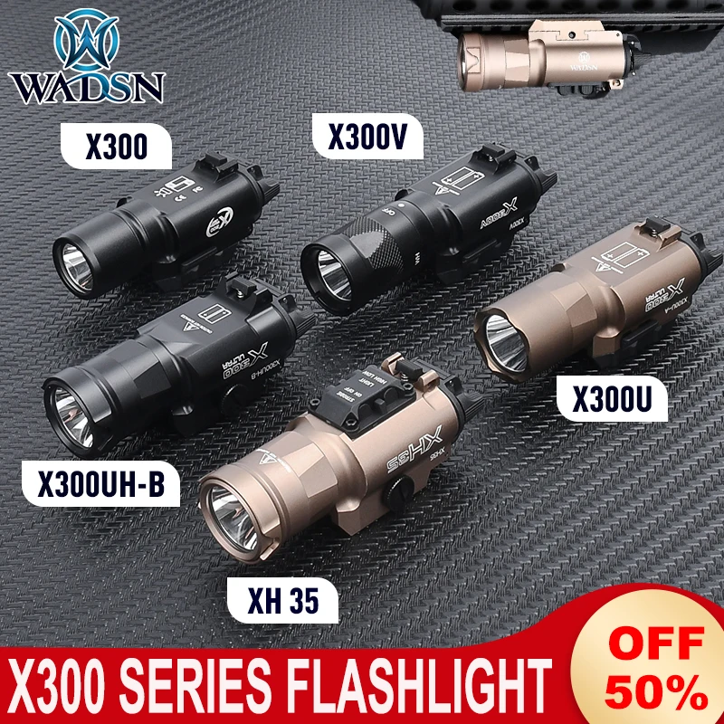 WADSN X300U XH35 X300UH-B Scout Light Set Tactical X300v Strobe LED Illuminated Flashlight X300 Spotlight Dual Function Switch