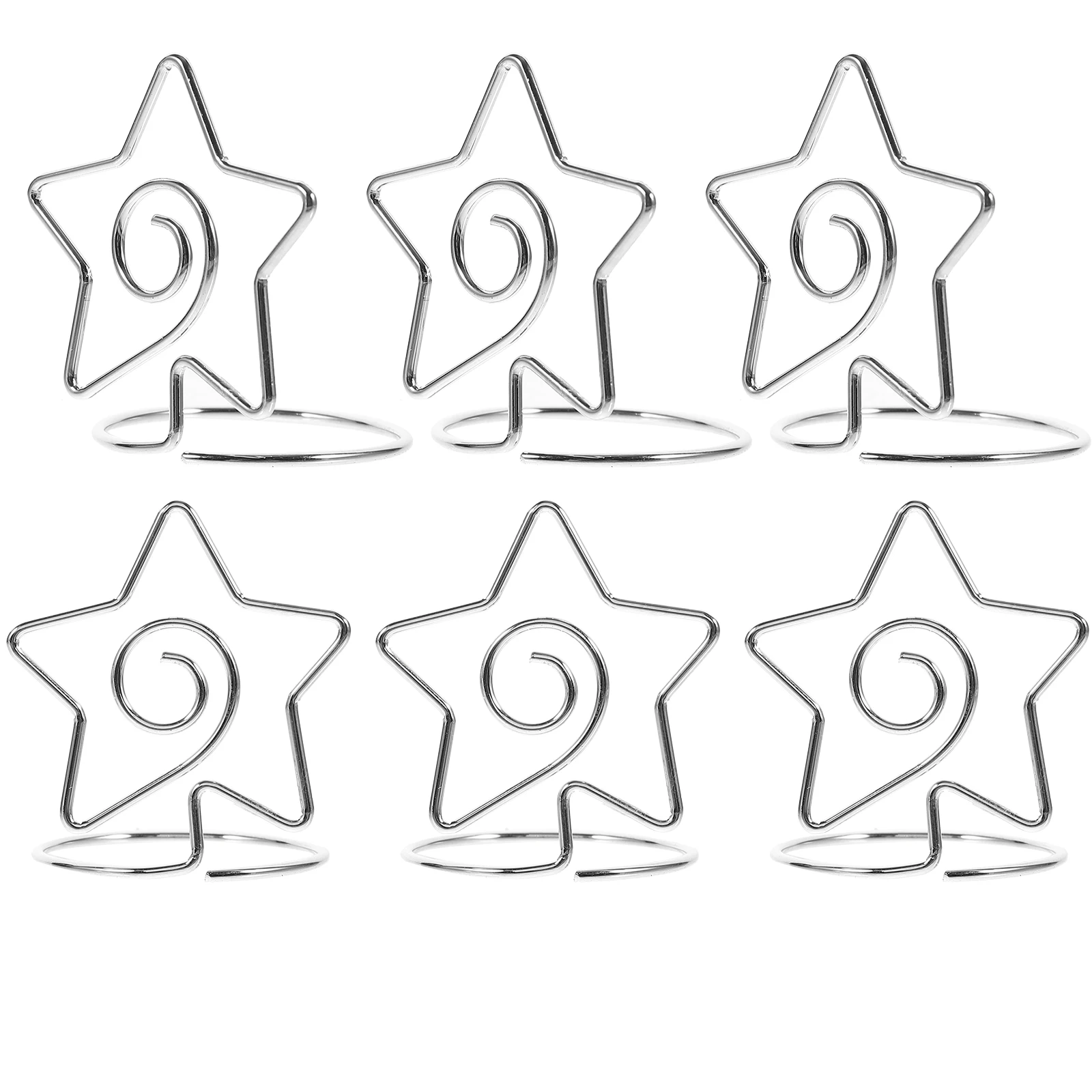 

6pcs Pentagram Card Holders Metal Photo Clips for Table Place Numbers Wedding Party Simple Portable Storage