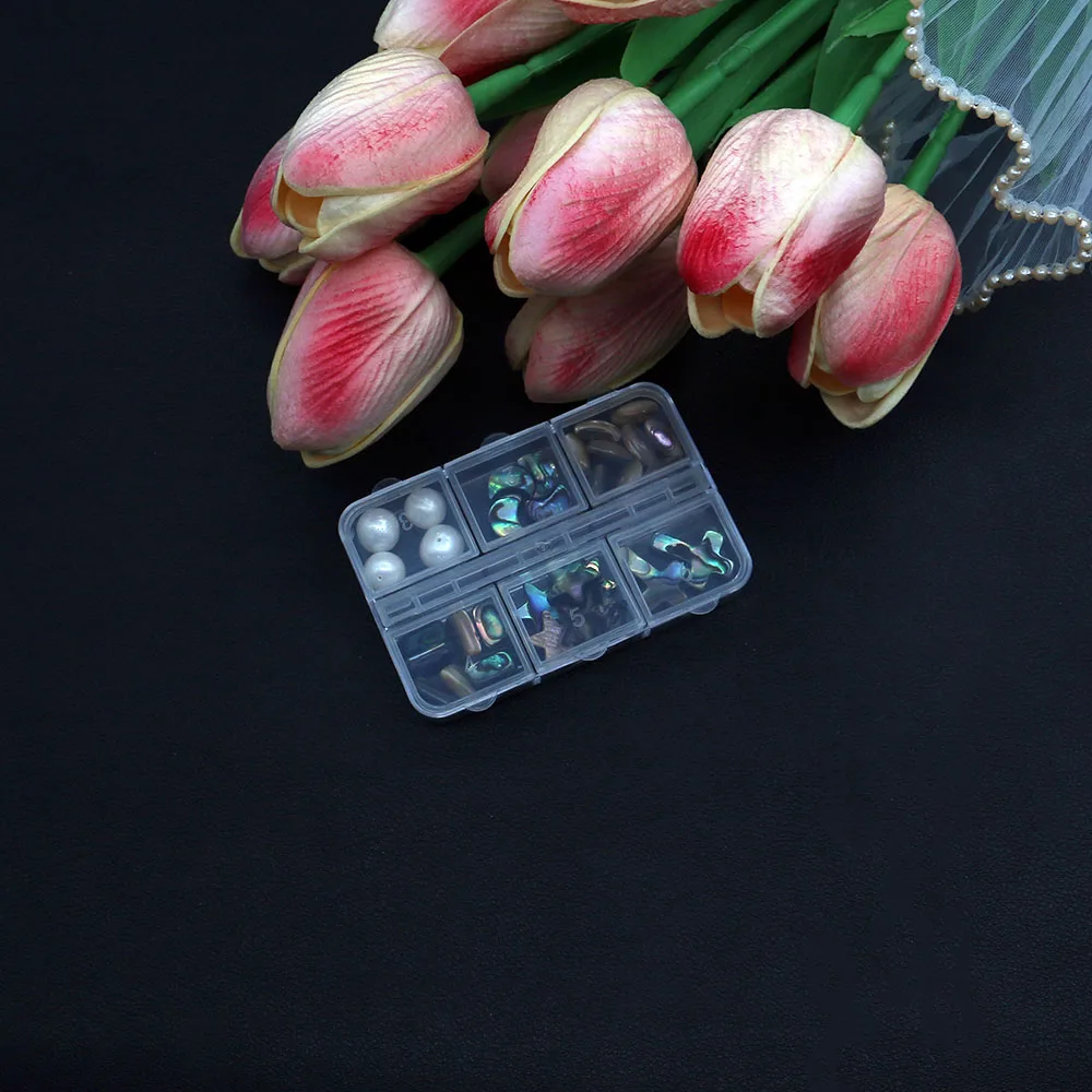 

Storage Plastic Transparent Square Divided Nail Art Jewelry Box 6 Compartments Flip-top Design Convenient Storing Treasure Boxes