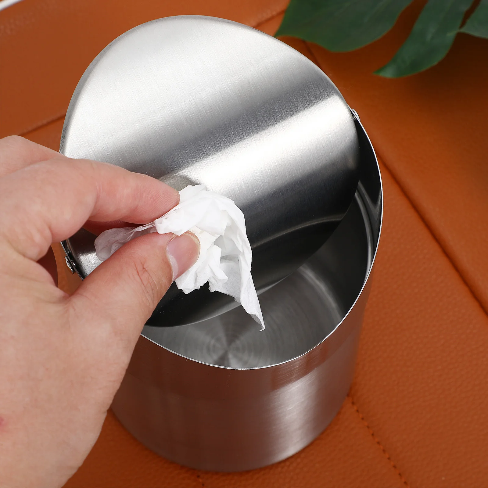 

Stainless Steel Trash Can Mini Ash Bin Car Bedroom Garbage Wastebin Litter Lightweight Modern Practical Storage Tissues
