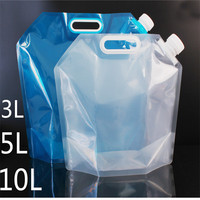 Foldable Collapsible Water Bag, Reusable, Flexible, Hand Lifting, Camping, Hiking, Outdoor Survival Bottle, 5L, 10L