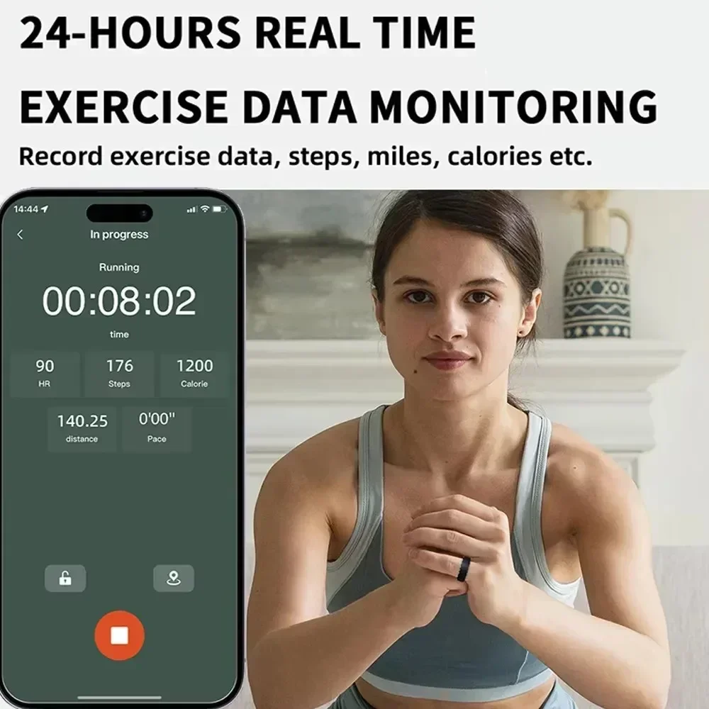 2025 Smart Ring Heren Dames Multi-sportmodi Lichaamstemperatuur Gezondheid en slaapmonitor Stalen sportring voor Xiaomi Samsung-telefoon