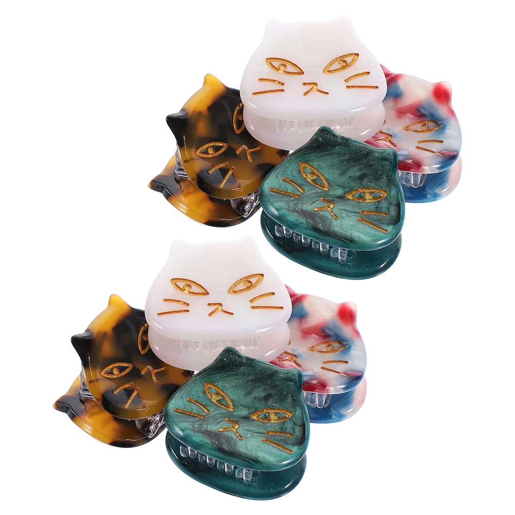 8 pçs presilhas de cabelo folha de acetato pequenos clipes de garra para mulheres adultos acessórios de cabelo grosso meninas mandíbula decoração de gato