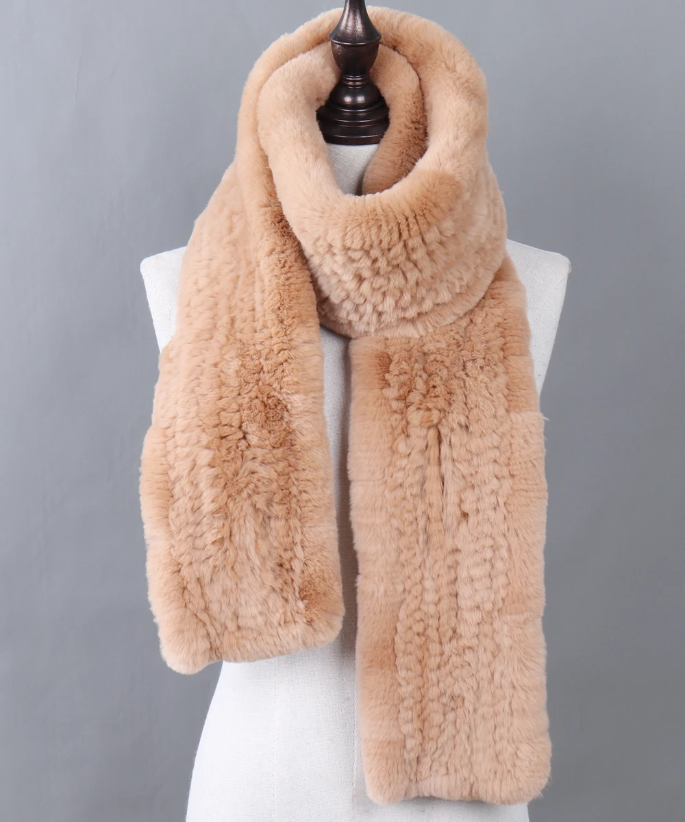 

New Long Style 170cm Real Rex Rabbit Fur Scarf Women Luxury 100% Natural Fur Scarves Lady Thick Keep Warm Winter Fur Muffles