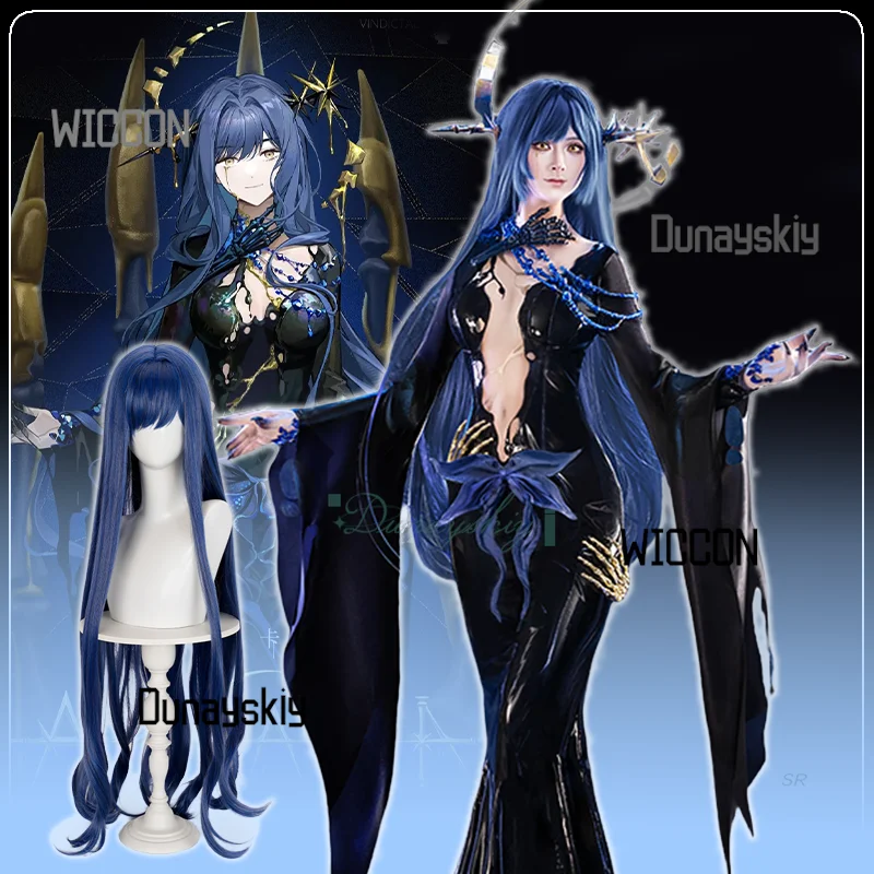 

Костюм для косплея Game Arcana, черное обтягивающее платье «рыбий хвост», аксессуары для парика, полный комплект, Хэллоуин, карнавал, вечеринка для женщин