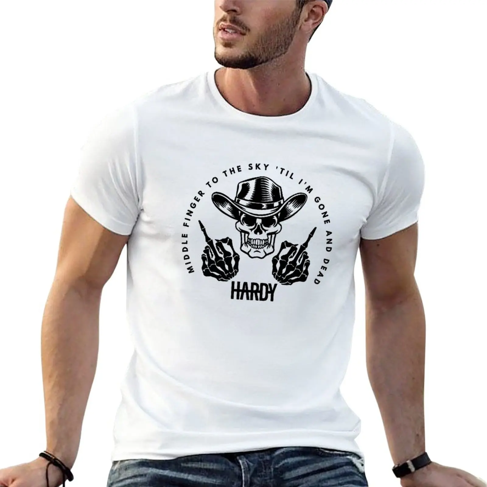 New Hardy Middle Finger To The Sky T-Shirt anime Blouse heavy weight t shirts for men