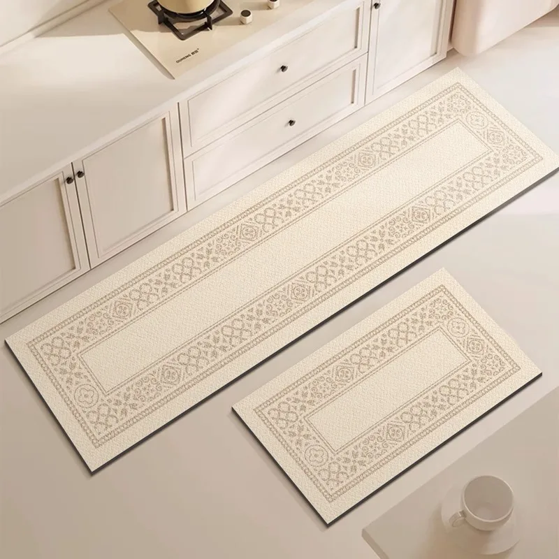 

Супер впитывающий кухонный коврик, нескользящий коврик для двери, легкий кухонный коврик для ванной, боковой коврик для ванной, домашний декор, кремовый стиль, минималистичный ковер