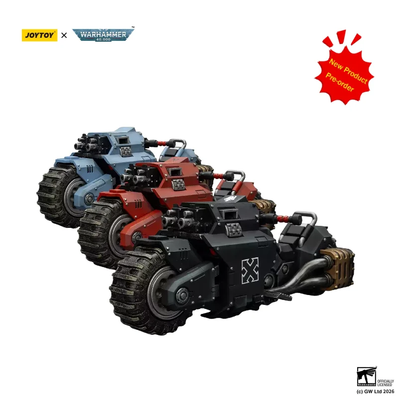 Pre-ordenar Vehículo Articulado de 4 Piezas JOYTOY 40K Blood Angels Space Wolves Raven Guard Raider Pattern Combat Bike a Escala 1/18