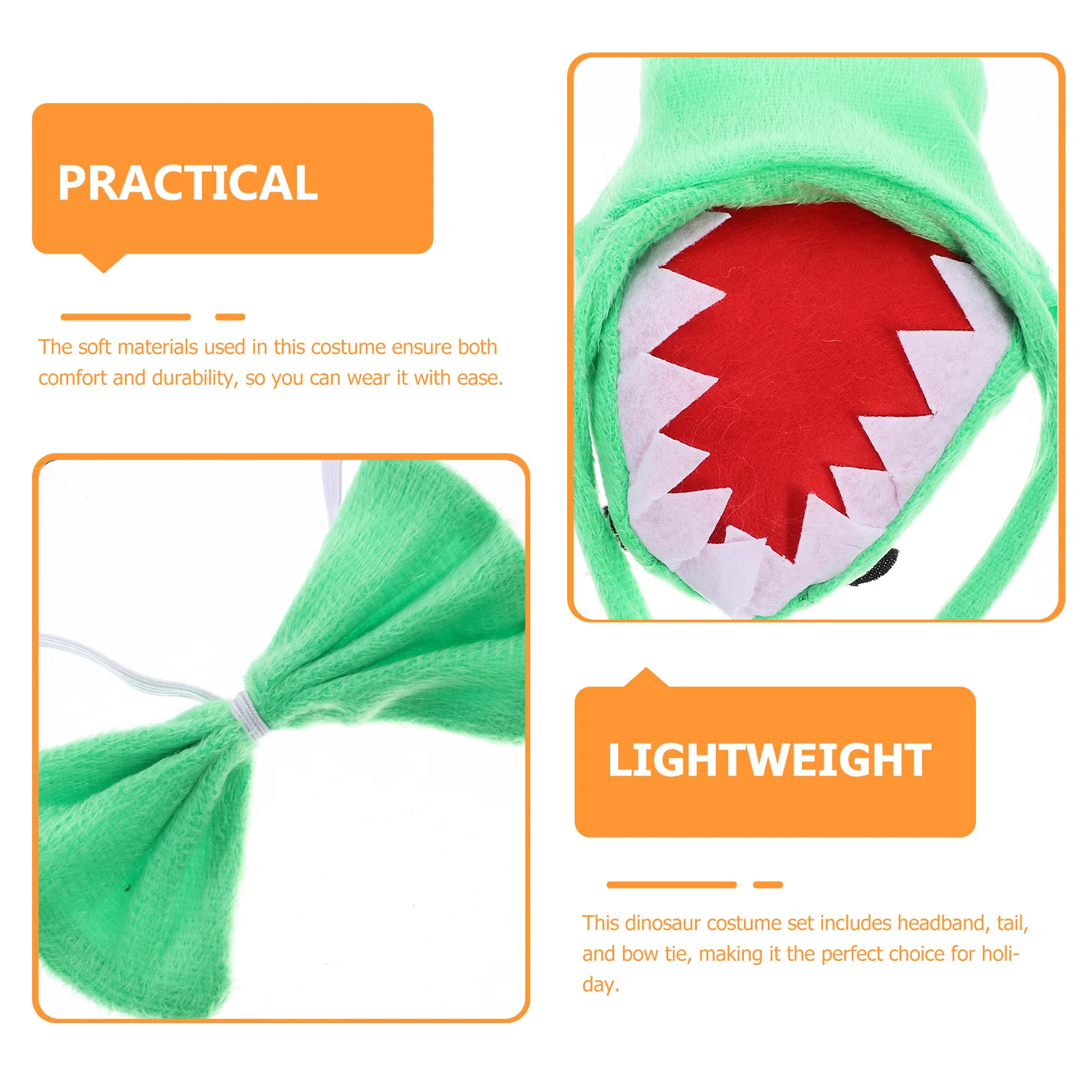 Dinosauruskostuum Set Hoofdband Staart Bowtie Kids Cosplay Halloween Party Dress Up Dierenkostuum Rekwisieten Dierenstaart