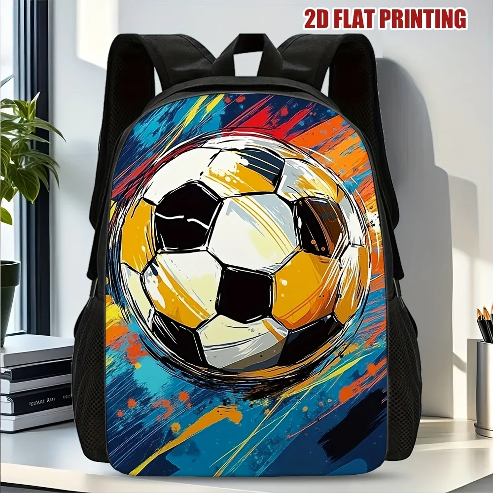 1 Vitality Graffiti Football Art Backpack - Large Capacity Lightweight Commuter Bag with Adjustable Shoulder Strap