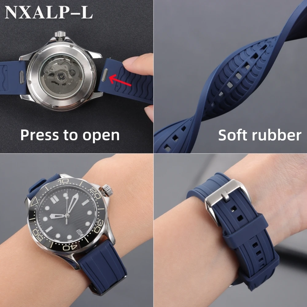 Premium FKM Fluoro Rubber Watch Band 20mm 22mm for Rolex for Omega Strap for Seiko for Oris Diving Sports Women Men Bracelet