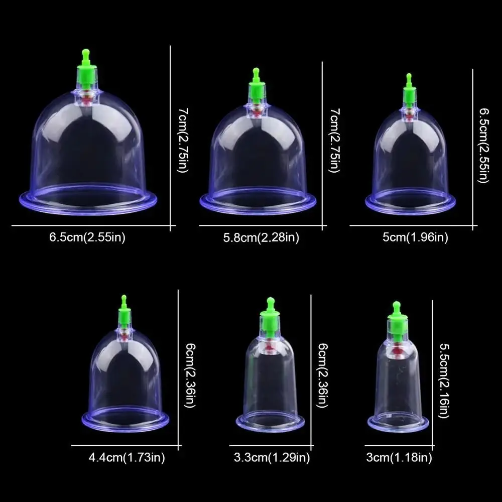 New 8Pcs/Set Vacuum Cupping Cans Non-Glass Body Therapy Suction Cup 6 Cups Dry Wet Type Massage Jar