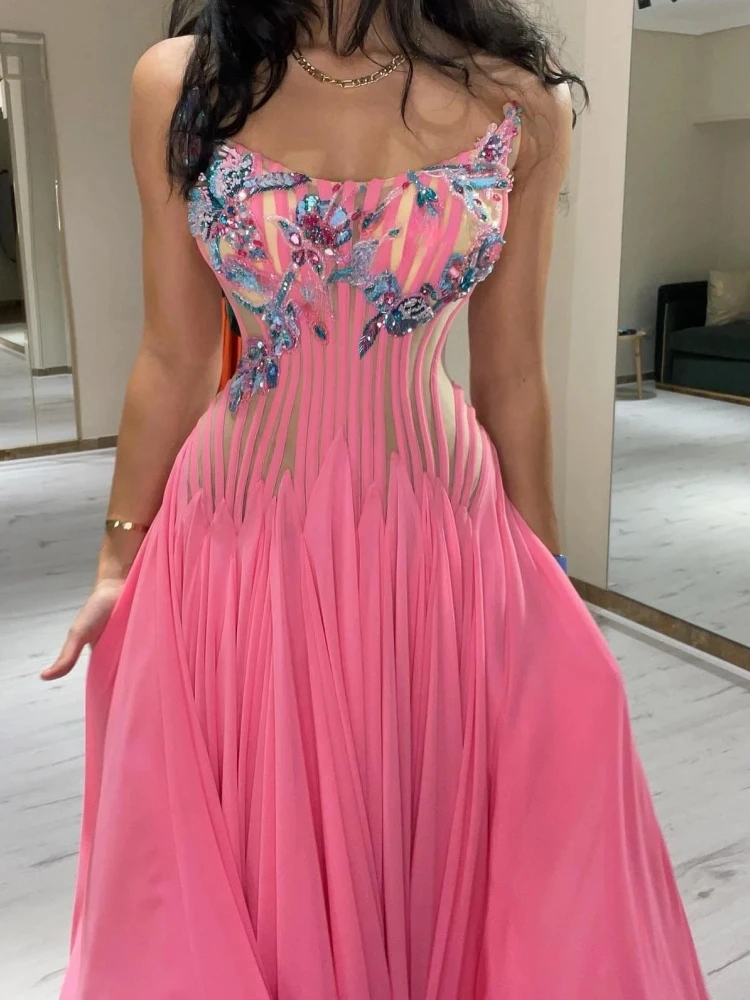 Ashely Alsa Elegant African Prom Dresses Scoop Sequined Beading Illusion Top Long Women Formal Evening Dress Party Occasion Gown