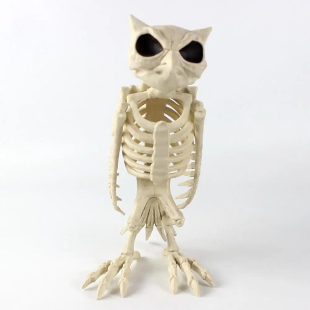 Halloween Cat Skeleton Decoration Spooky Halloween Skeleton Decor Set Poseable Rat Dog Cat Owl Spider Bone Statues for Haunted