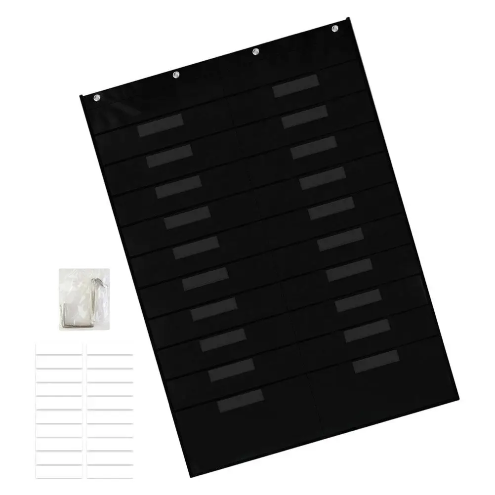 Wall Mounted File Organizer for Classroom Office Door Storage Spacious Design Simple Installation Sleek Appearance Black Paper