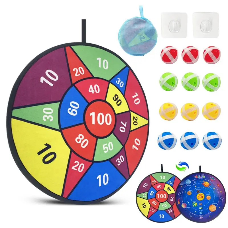 29Inch Large Kids Fun Games Dart Board Double Sided Target Set Indoor Outdoor Family Party Sports Game Toy with 12 Sticky Balls