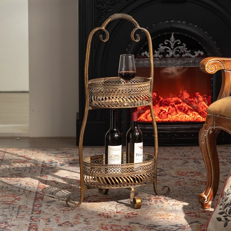 

Винная полка в фермерском доме, винтажная многоуровневая витрина в деревенском стиле для бутылок, домашний держатель для десертов и закусок, деревянная полка для хранения из тиснения