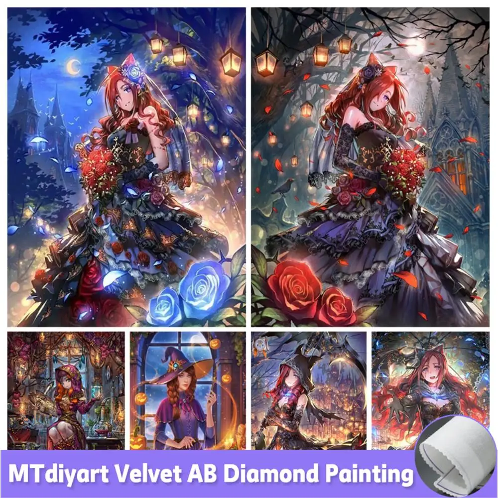 

Witch Diamond Painting 5D Full Drill Kit Cartoon Girl Cross Stitch Fantasy Diamond Mosaic Picture Home Decor Handicraft Hobby