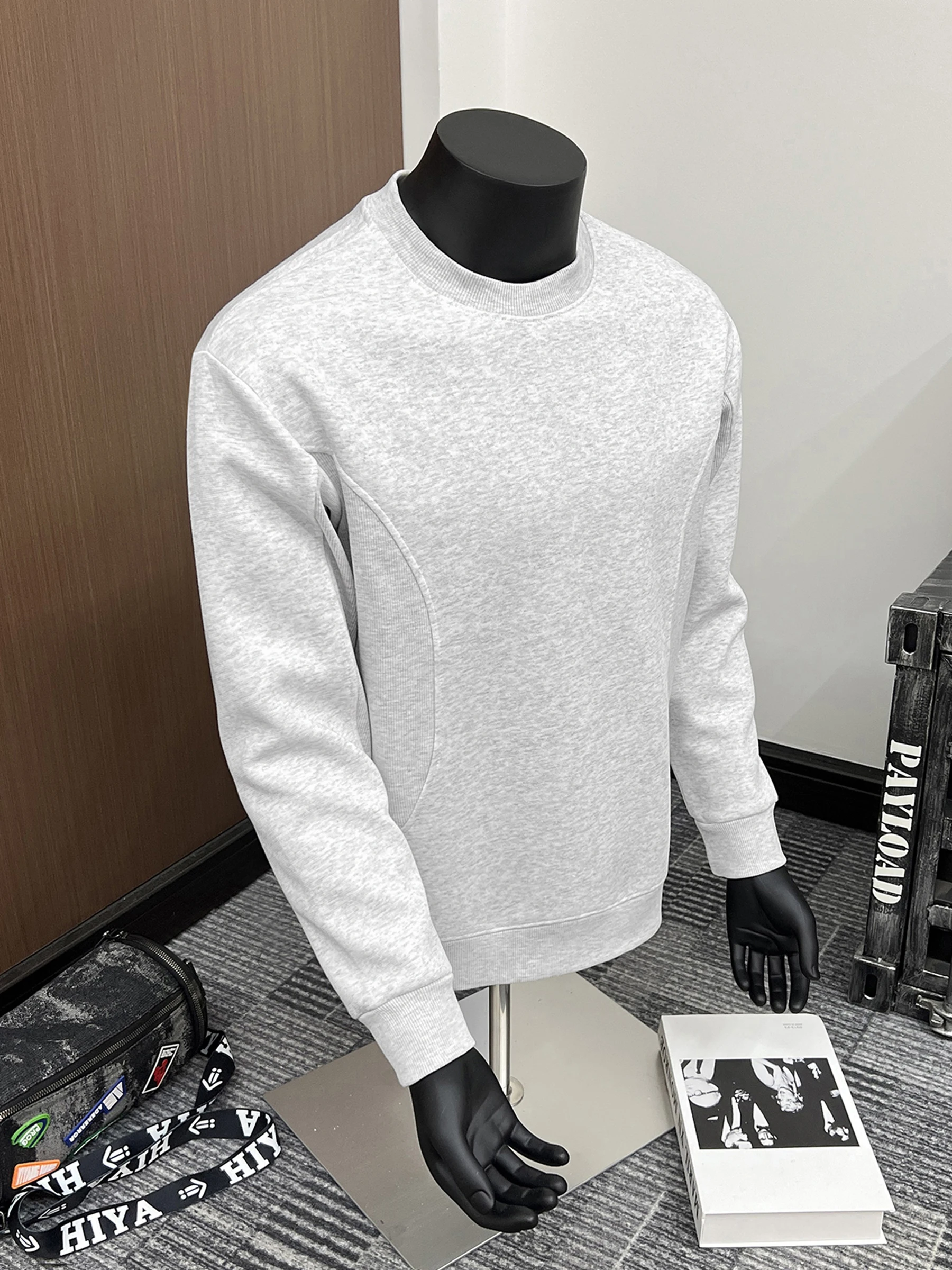 

Мужской свитшот свободного кроя с круглым вырезом, толстовка с длинным рукавом, базовый слой, повседневная толстовка из плотного материала