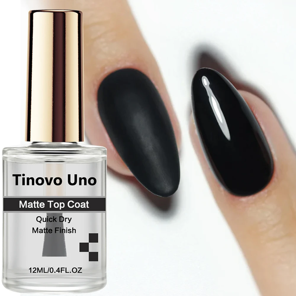 Tinovo uno-通常のマットトップコートマニキュア,速乾性,通常の仕上げ,耐久性,透明ラッカー,シーラー,12ml