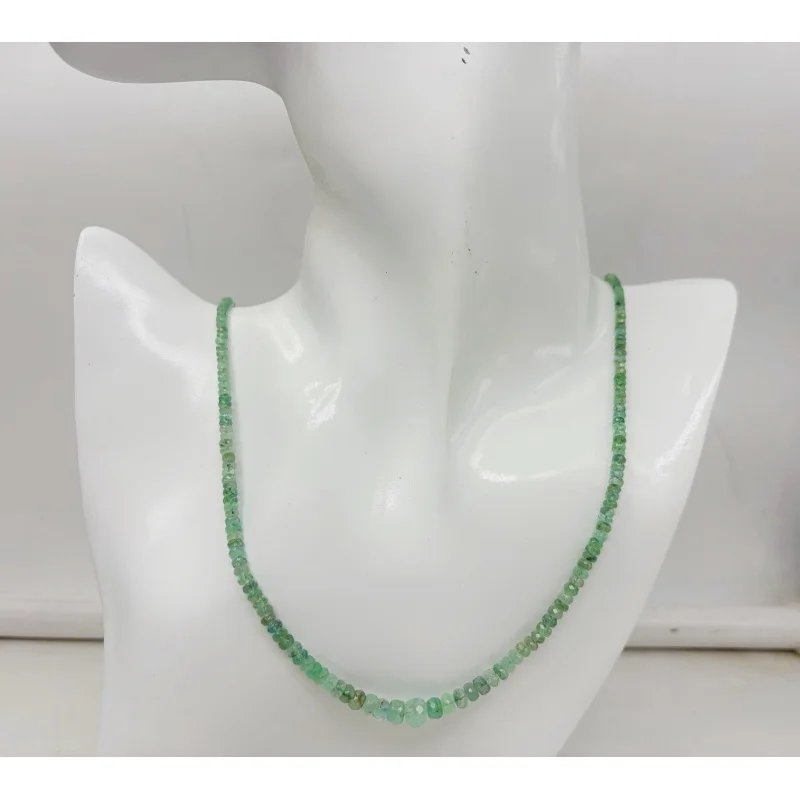 

Emerald Necklace 20” Natural Round Faceted 4–5mm Sterling Silver