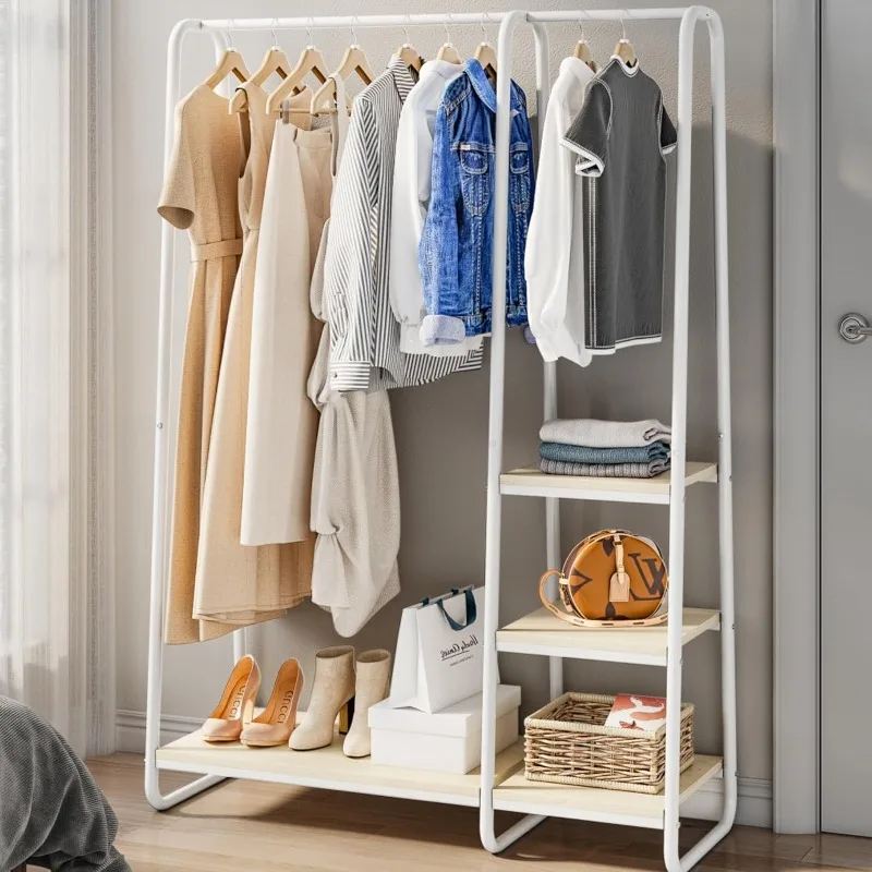 

67''H Clothes Rack, Clothing Rack for Hanging Clothes White Clothes Rack with Shelves Portable Rack Heavy Duty Garment