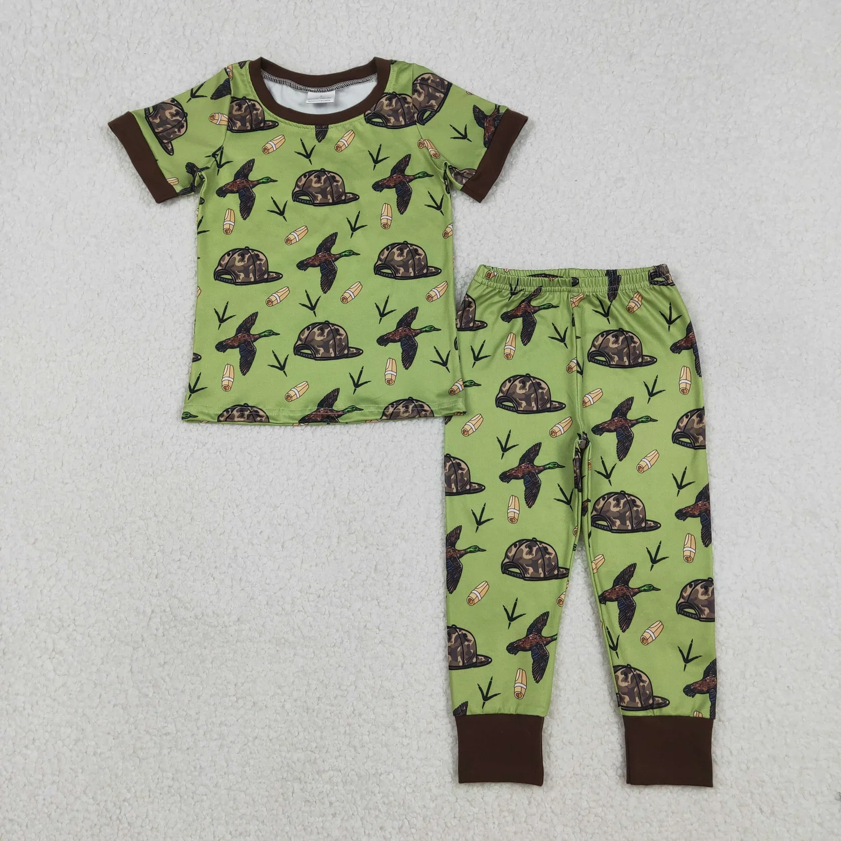 Wholsale Baby Boy Sleepwear Outfit Kids Short Sleeves Ducks Shirt Green Set Toddler Nightclothes Children Pants Pajamas Clothes