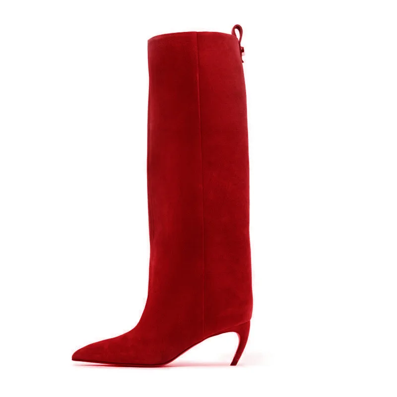 2026Women's Slim Fit High Heels Knee High Boots Autumn and Winter Fashion Women's Pointed Mid Top Boots, Large Women's Boots image 6