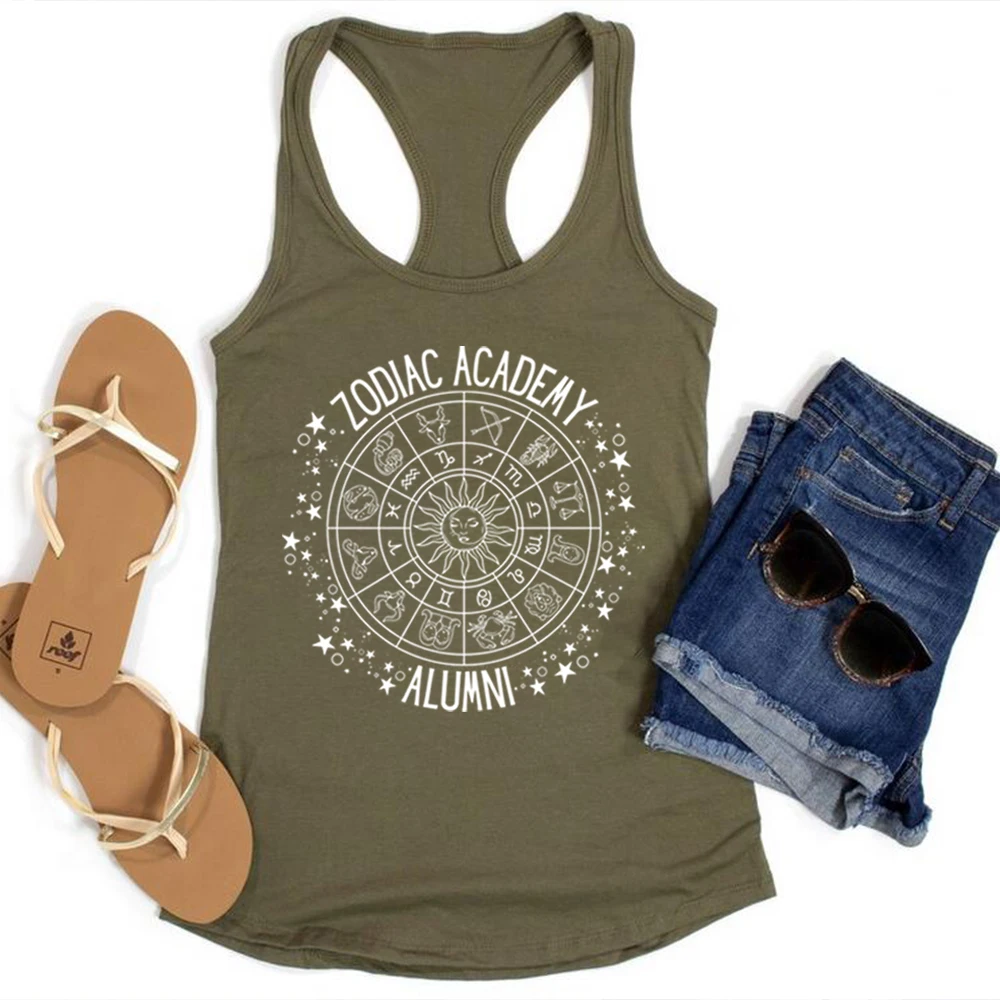 Zodiac Academy Alumni Letter Print Tank Top Zodiac Academy Shirt Vega Twins T-shirt Star Constellations Shirt Female Graphic Tee