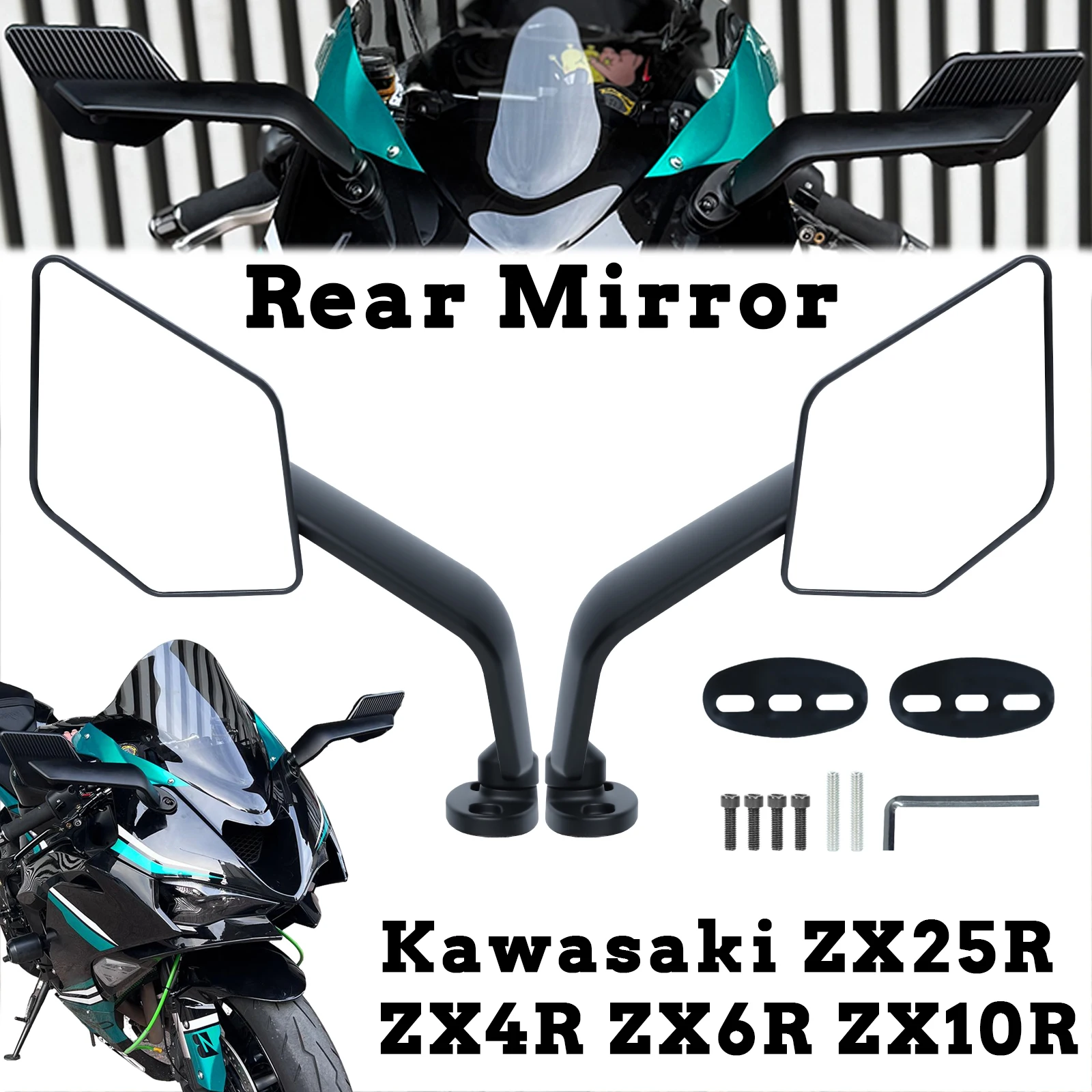 Für Kawasaki ZX25R ZX4R ZX6R ZX10R Motorrad Rückspiegel Einstellbare Rotierenden Wind Flügel Hinten Spiegel ZX-6R Seite Flügel Spiegel