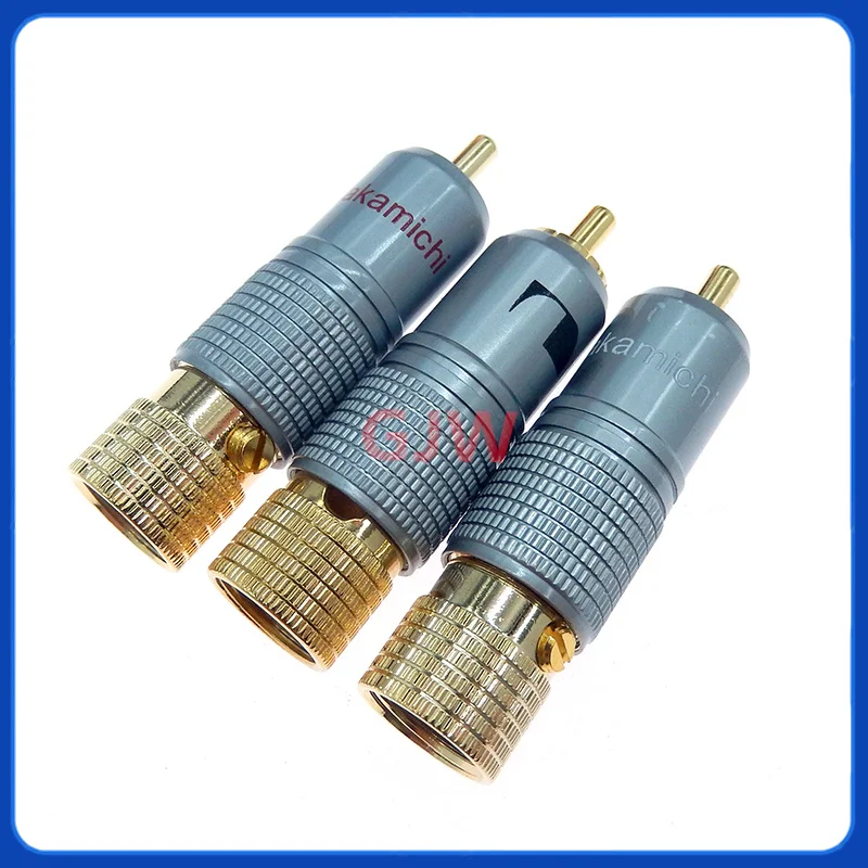 1PCS Hifi Gold Plated RCA Plug Locking Non Solder Coaxial Lotus Connector Socket 10mm Audio Cable Adapter