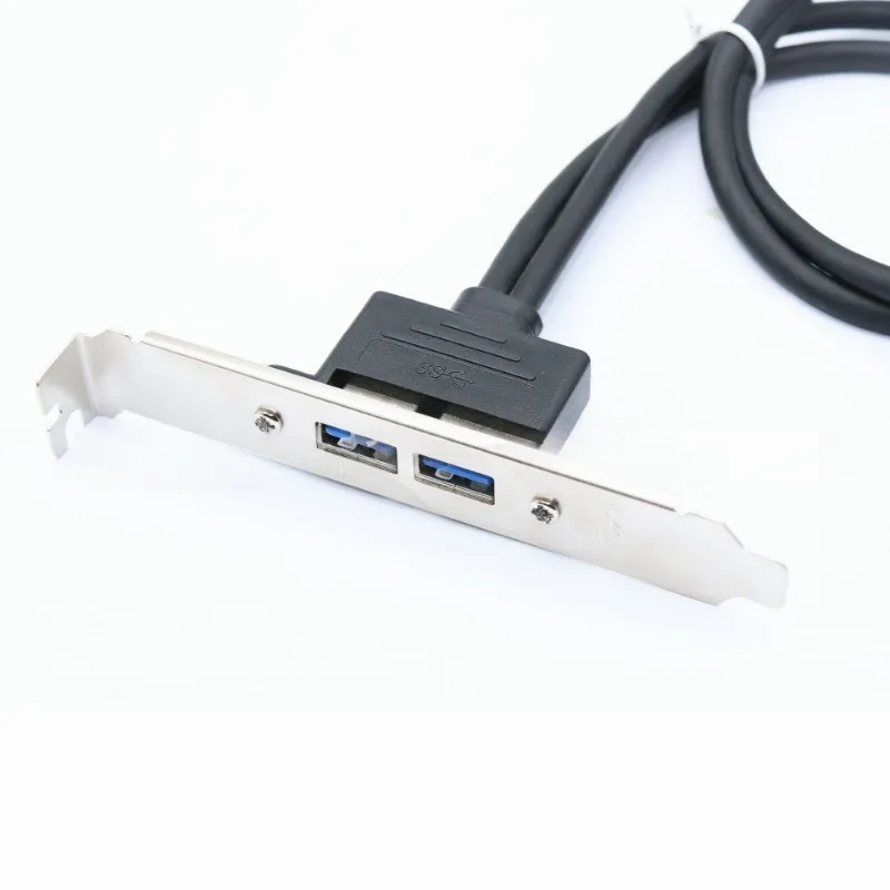 2 Ports USB 3.0 Female Back Panel To Motherboard 20pin Header Connector Cable Adapter with PCI Slot Plate Bracket 0.5m