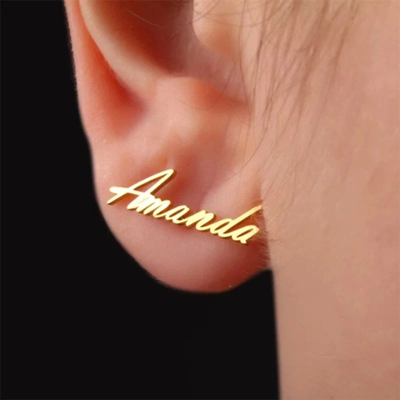 

Custom Name Earrings Personalized Stainless Steel Letter Designer Earrings for Women Luxury Jewelry Valentine's Day Gifts