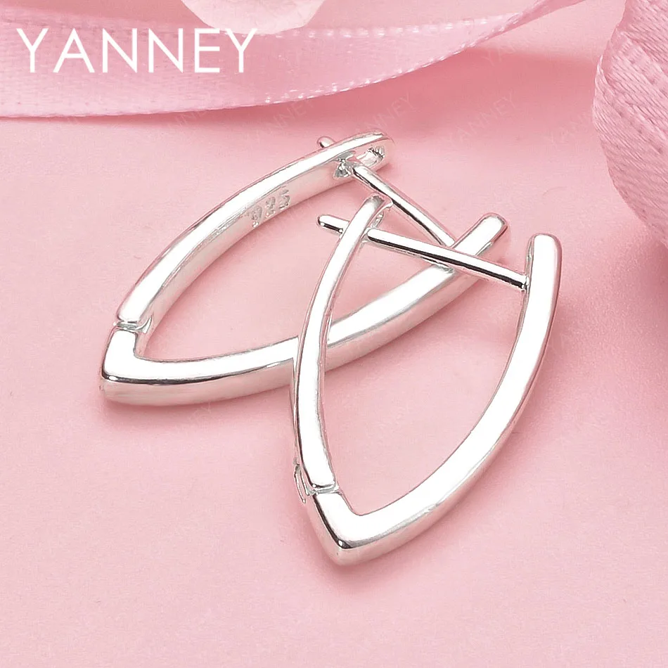 

Роскошные изысканные V-образные серьги из стерлингового серебра 925 пробы 20 мм для женщин, элегантные и стильные аксессуары, свадебные украшения