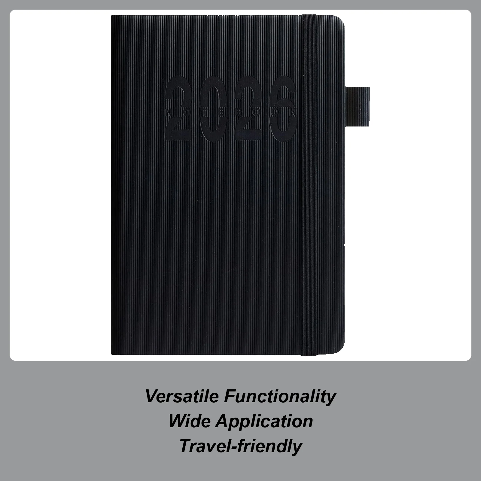 Книга повестки дня 2026, ежегодная книга для записей с ремешком, английский блокнот формата А5, журнал с вертикальными полосками для фитнеса, академических деловых поездок