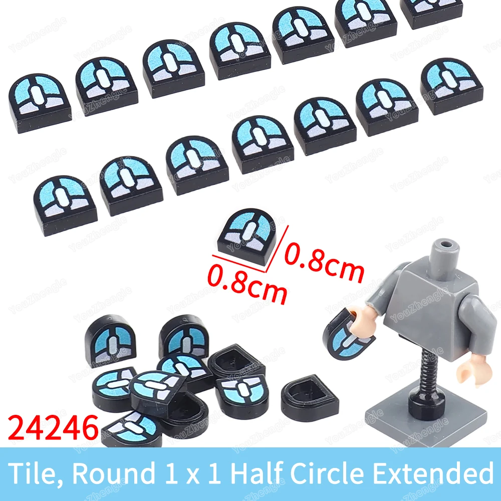 Mouse Printed Pattern Building Block Tiles 1x1 Half Circle Extended Parts 24246 MOC Figures Computer Equipment Scene Model Toys