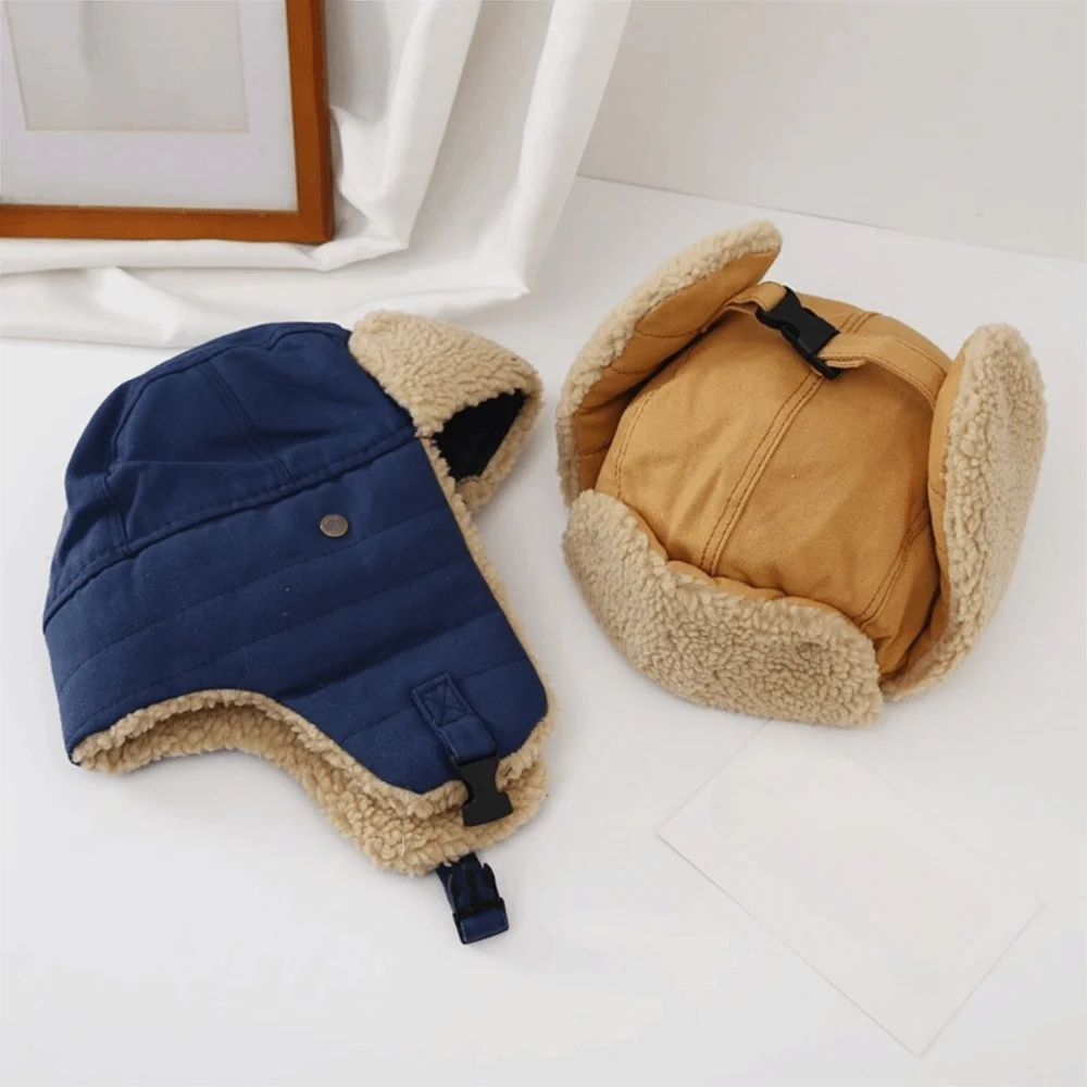

Fashion Fleece Ear Protective Hat Thickened Windproof Winter Hat Keep Warm Korean Style Lei Feng Cap Men
