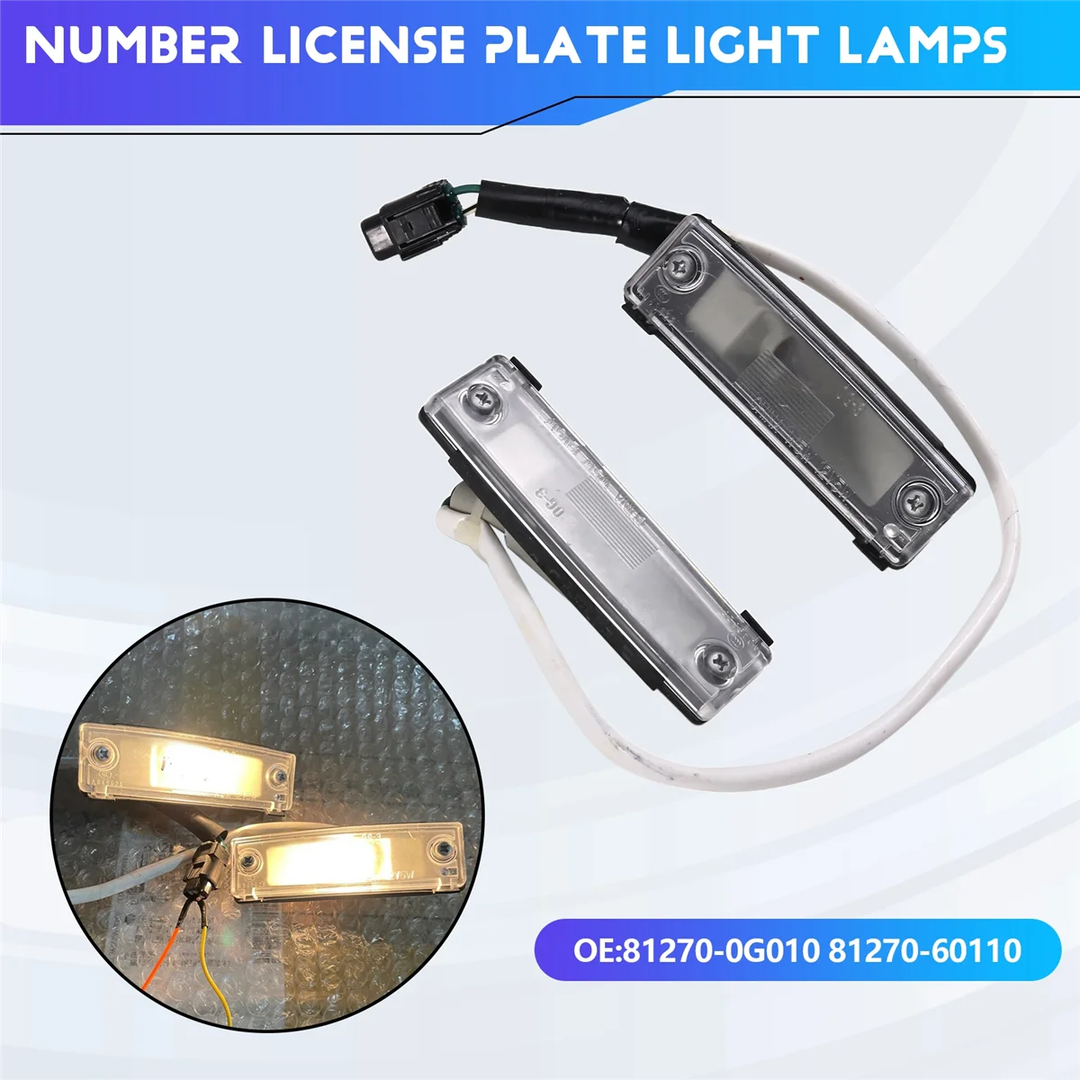 

#89V Automotive Parts & Accessories,81270-60110 Car Number License Plate Light Lamps for Toyota,ABS