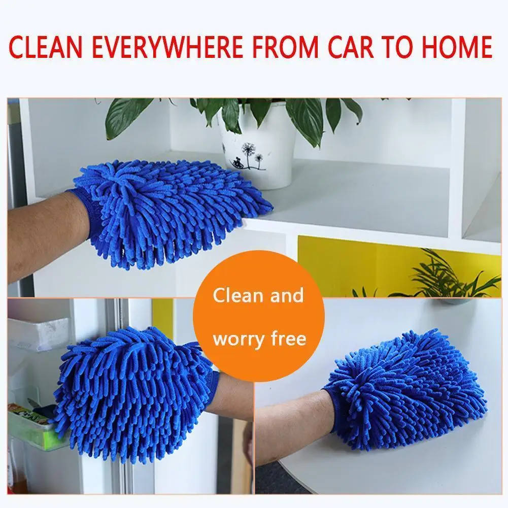 Ultrafine Fiber Chenille Microfiber Car Wash Glove Mitt Soft Mesh backing no scratch for Car Wash and Cleaning 1pc random c S8R6