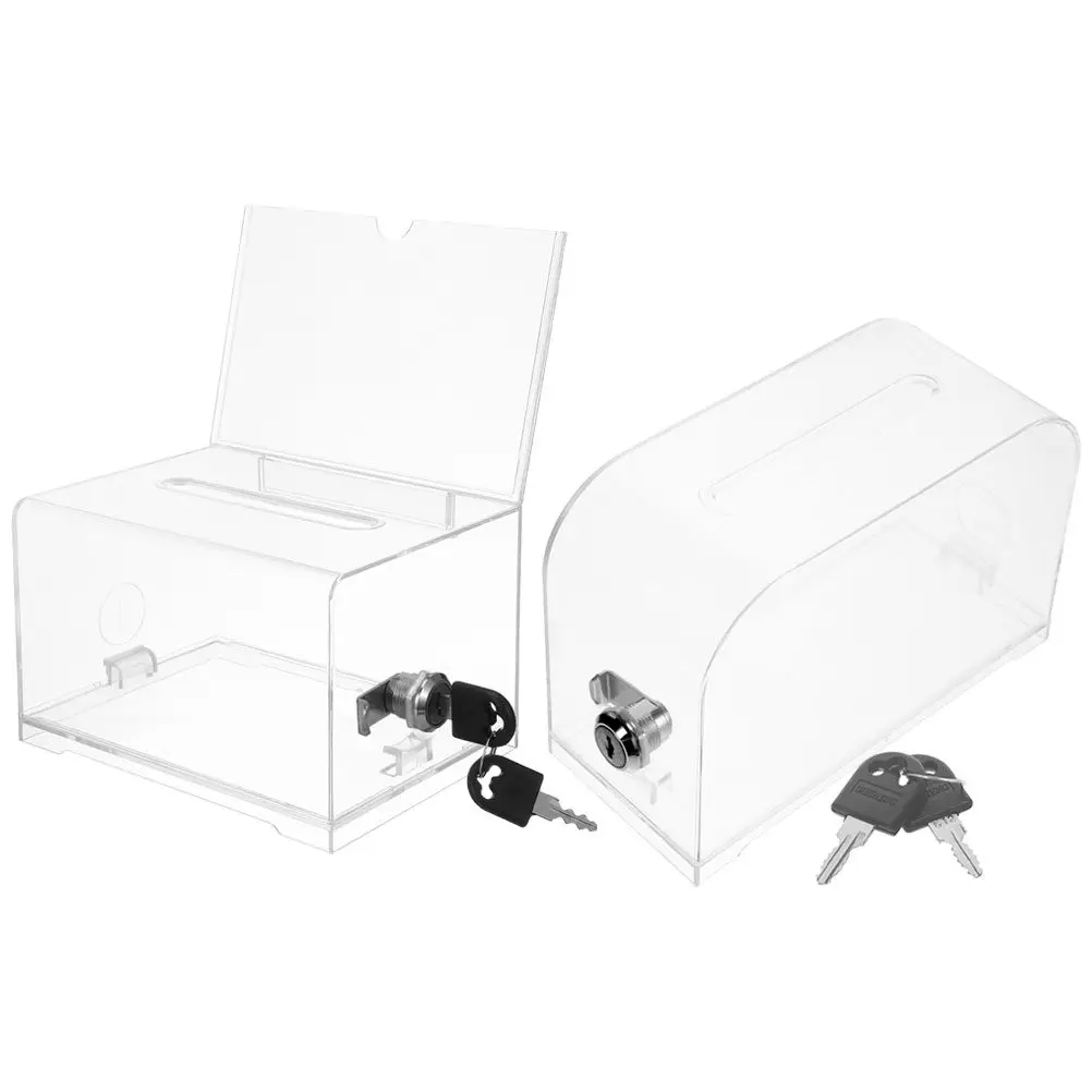 

2Sets Business Card Holder Acrylic Lock Box Large Capacity Suggestion Donation Raffle Box for Office Hotel Exhibition Secure