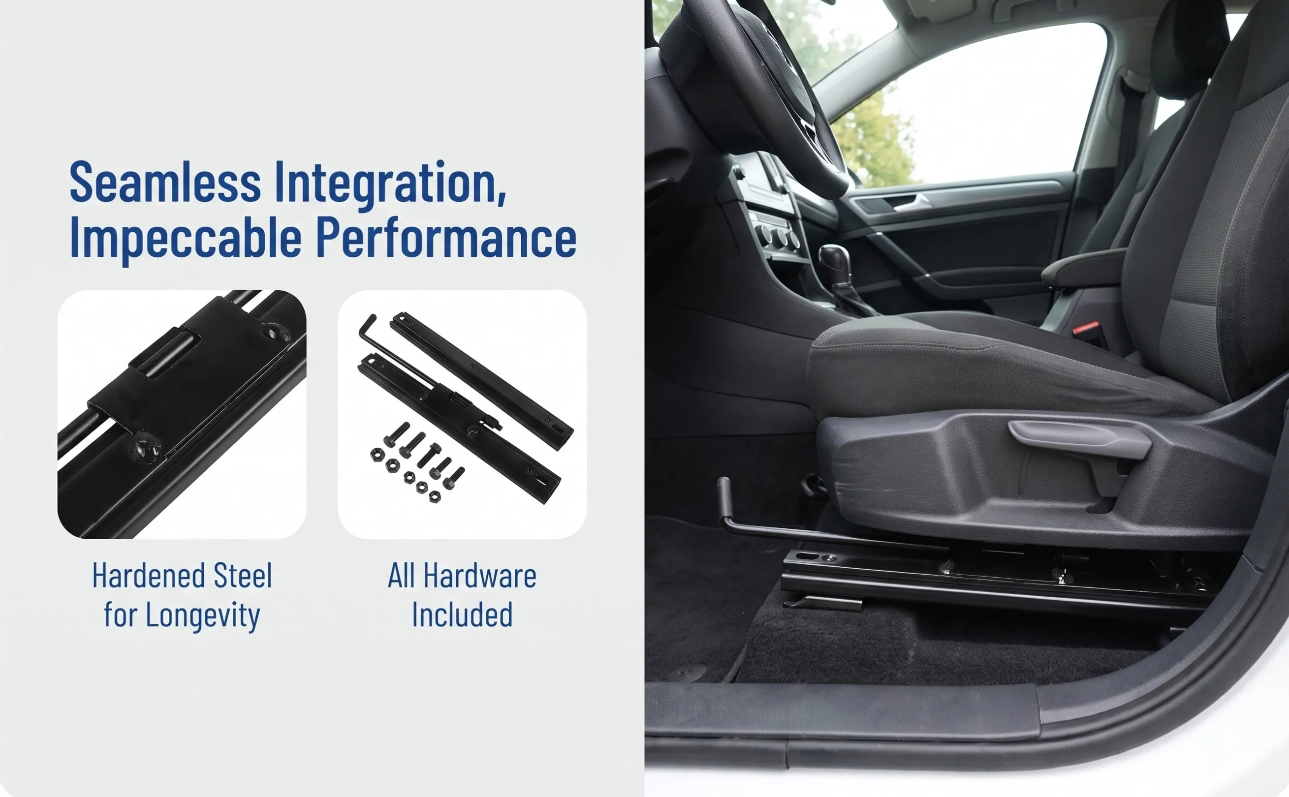 1Pair Universal Seat Slider Track Kit Heavy Duty Metal Car Seat Mounting Rail for Optimal Driving Posture Easy DIY Installation