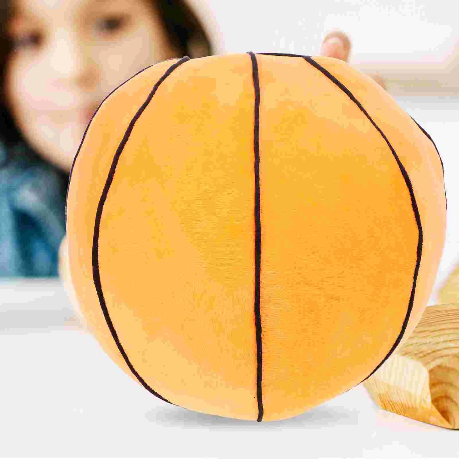 

Sports Balls Basketball Pillow Plush Versatile Cushion Cute Orange Furry Charming Sphere