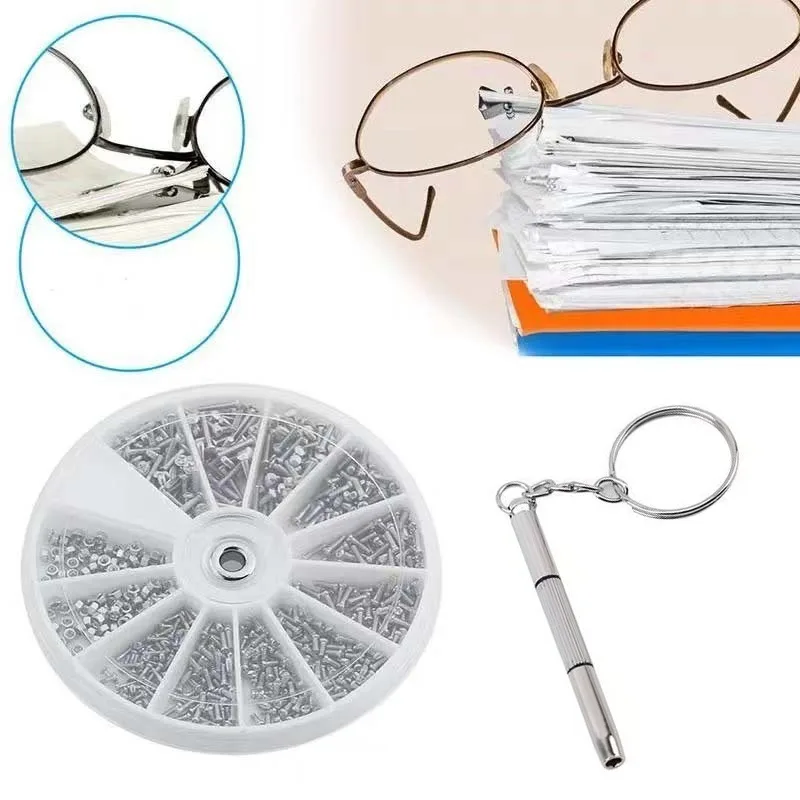240Pcs Nickel-plated Eyeglass Screws and Bolts Glasses Watch Repair Screw Mini Small Eyeglass Screws Tool Kit M1.0 M1.2 M1.4