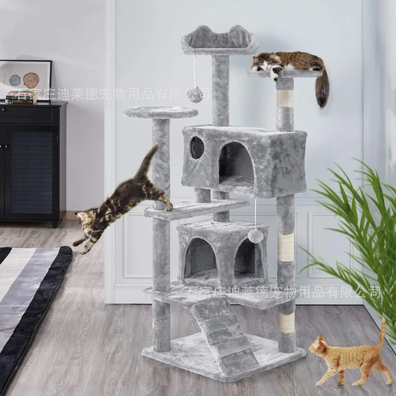 Multi-Functional Cat Tree & Climbing Frame - Large Cat Tower with Integrated Cat Nest | Interactive Pet Toy for Big Cats