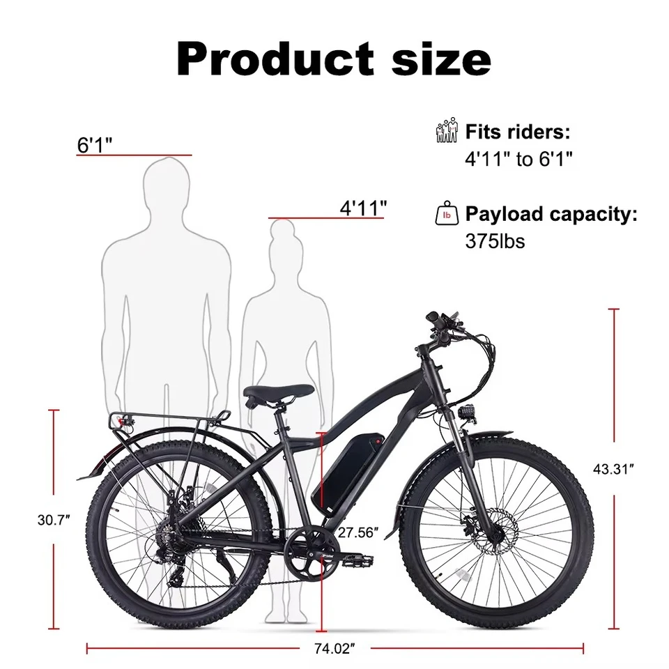 27.5 Inch E-MTB Electric Mountain Bike for Adults 48V 250W Fast Off Load 48V Lithium Battery for Men image 6