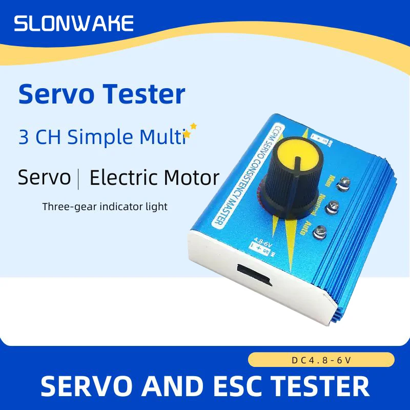 SLONWAKE 3-Gear LED Servo Tester Adjustable Speed Controller ESC Motor Steering Check Tool Metal Servo Ready for RC Drone Car