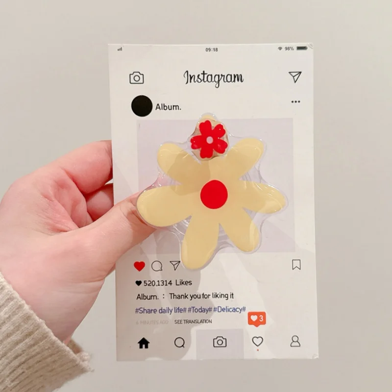 Soporte para teléfono Tok Griptok con agarre giratorio de flores de dibujos animados coreanos para iPhone Samsung soporte Universal para accesorios